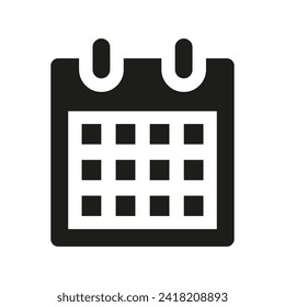 Calendar glyph icon, appointment sign vector graphics, schedule symbol pictogram isolated on a white background. Suitable for Web Page, Mobile App, UI, UX and GUI design. eps 10.