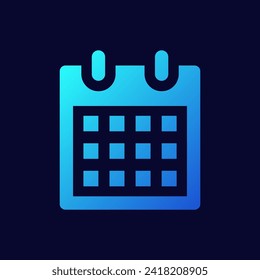 Calendar glyph icon, appointment sign vector graphics, schedule symbol pictogram isolated on a white background. Suitable for Web Page, Mobile App, UI, UX and GUI design. eps 10.