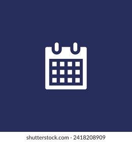 Calendar glyph icon, appointment sign vector graphics, schedule symbol pictogram isolated on a white background. Suitable for Web Page, Mobile App, UI, UX and GUI design. eps 10.