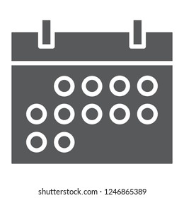 Calendar glyph icon, date and time, reminder sign, vector graphics, a solid pattern on a white background, eps 10.