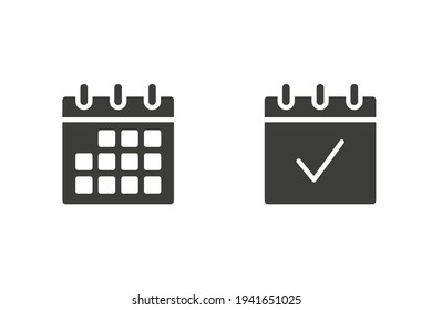 Calendar glyph icon. Simple solid style. Date, planner, pictogram, day, month, schedule, time event organizer symbol concept. Vector illustration isolated on white background. EPS 10.
