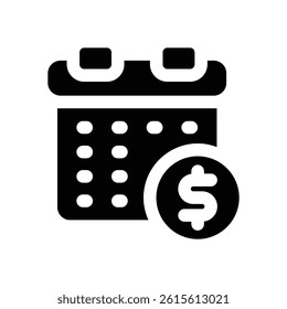 calendar glyph icon. Strong and solid vector icon for websites, mobile interfaces, presentations, and visual branding. High quality and easy to edit.