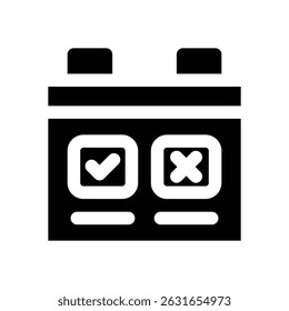 calendar glyph icon. Strong and solid vector icon for websites, mobile interfaces, presentations, and visual branding. High quality and easy to edit.