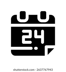 calendar glyph icon. Strong and solid vector icon for websites, mobile interfaces, presentations, and visual branding. High quality and easy to edit.