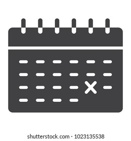 Calendar glyph icon, time and date, reminder sign vector graphics, a solid pattern on a white background, eps 10.