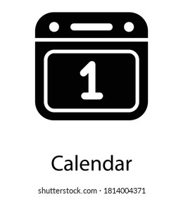 calendar glyph icon, glyph vector design