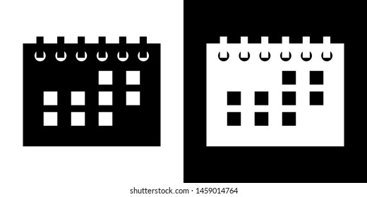 Calendar. Glyph Icon in White and Black Version.
