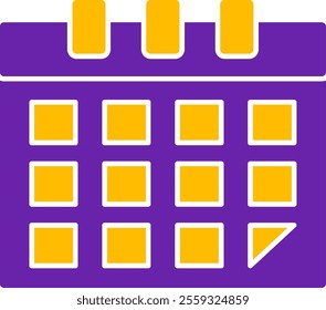 Calendar Glyph Two Color Vector Icon Design