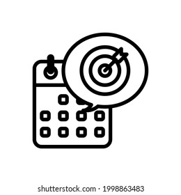 Calendar with goal outline icons. Vector illustration. Editable stroke. Isolated icon suitable for web, infographics, interface and apps.