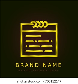 Calendar golden metallic logo