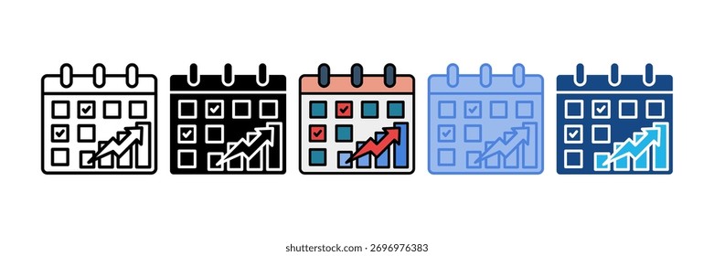 Calendar With Graph Icon Element For Design