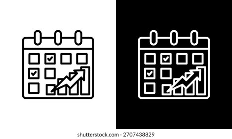 Kalender mit Graph mit Symbolsatz