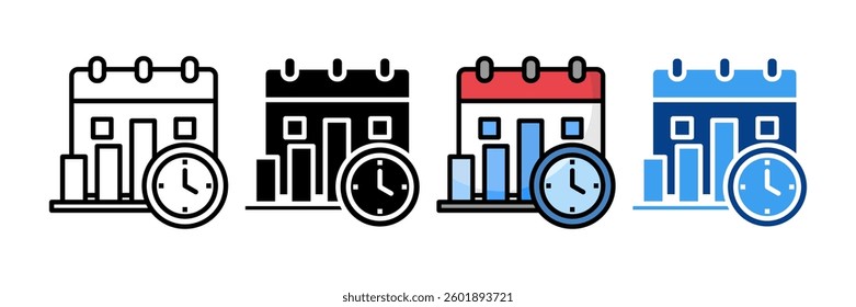 Calendar Graph Icon Set Multiple Style Collection
