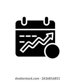 Calendar with Graph Icon for Time-Based Growth and Planning
