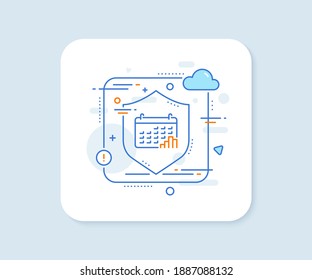 Calendar graph line icon. Abstract vector button. Column chart sign. Growth diagram symbol. Calendar graph line icon. Protect shield concept. Vector