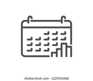Calendar graph line icon. Column chart sign. Growth diagram symbol. Quality design flat app element. Editable stroke Calendar graph icon. Vector