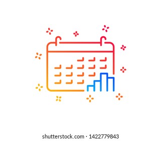 Calendar graph line icon. Column chart sign. Growth diagram symbol. Gradient design elements. Linear calendar graph icon. Random shapes. Vector