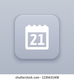 Calendar, gray vector button with white icon on gray background