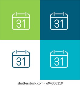 Calendar green and blue material color minimal icon or logo design