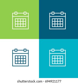 Calendar green and blue material color minimal icon or logo design