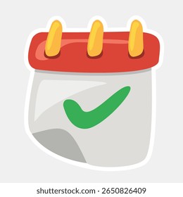 Calendário com Ícone de Marca de Seleção Verde