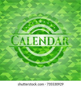 Calendar green emblem with mosaic background