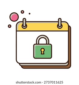 A calendar with a green padlock on it