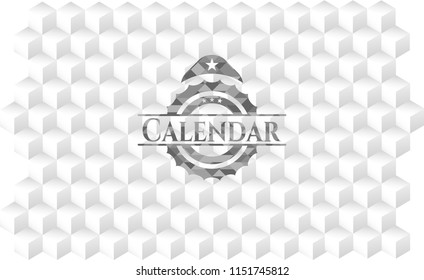 Calendar grey emblem with cube white background