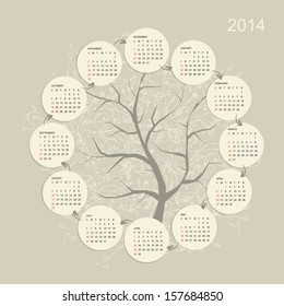 Calendar grid 2014 for your design