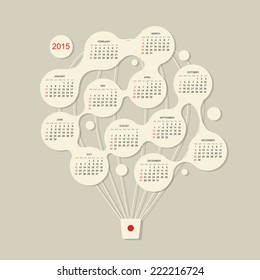 Calendar grid 2015,  Air balloon for your design