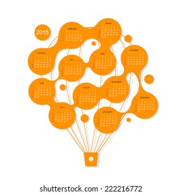 Calendar grid 2015,  Air balloon for your design