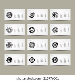 Calendar grid 2015 for your design, ethnic ornament