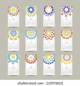 Calendar grid 2015 for your design, floral ornament