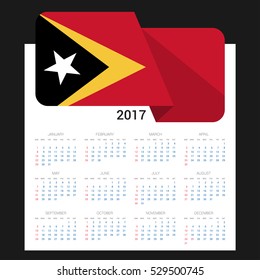 Calendar grid for 2017 with Easter Island Rapa Nui flag on 2017. National flag on a Black background with shadow. Sundays first. Best for business and office needs. Vector illustration