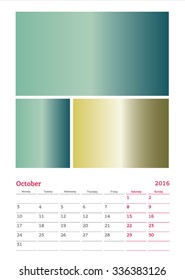 Calendar grid A3 format 2016 Ocober