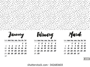 Calendar Grid Hand Written Months Lettering Stock Vector (Royalty Free ...