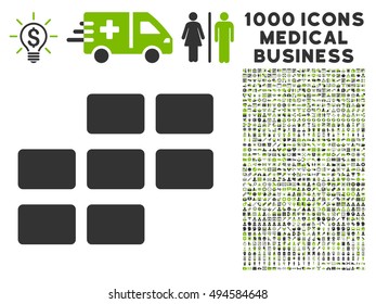 Calendar Grid icon with 1000 medical business eco green and gray vector design elements. Set style is flat bicolor symbols, white background.