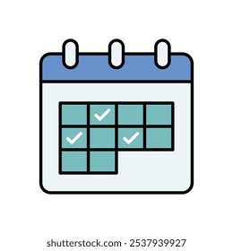 Calendario Con el icono de la rejilla aislado en un fondo blanco. Ilustración vectorial.