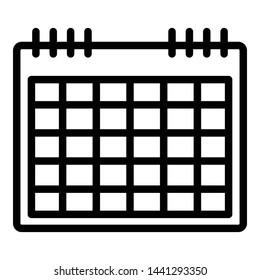 Calendar grid icon. Outline calendar grid vector icon for web design isolated on white background