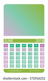 Calendar grid. June. This page wall calendar. In place of the gradient field can be foredeck your image. Eps 10
