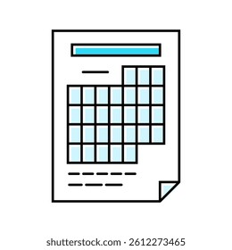 calendar grid list color icon vector. calendar grid list sign. isolated symbol illustration