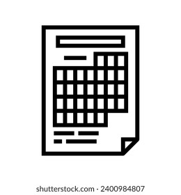 calendar grid list line icon vector. calendar grid list sign. isolated contour symbol black illustration