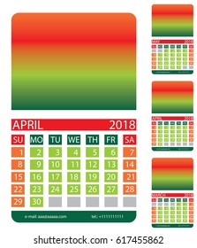 Calendar grid. March, April, May. This page wall calendar. In place of the gradient field can be foredeck your image. Eps 10