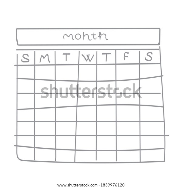 Calendar Grid Month Doodling Vector Style Stock Vector (Royalty Free