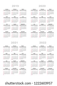 The calendar grid on a white background, start on Sunday, vector