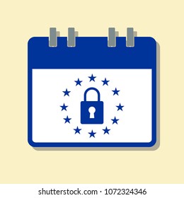 calendar grid with padlock and stars