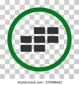 Calendar Grid rounded icon. Vector bicolor illustration style is a flat iconic symbol inside a circle, green and gray colors, transparent background. Designed for web and software interfaces.