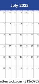 Calendar Grid Set. July PAGE. 12 Months 2023  English 