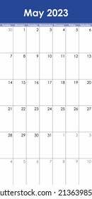 Calendar Grid Set. May PAGE. 12 Months 2023  English 