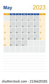 Calendar Grid Set. May PAGE. 12 Months 2023  English 